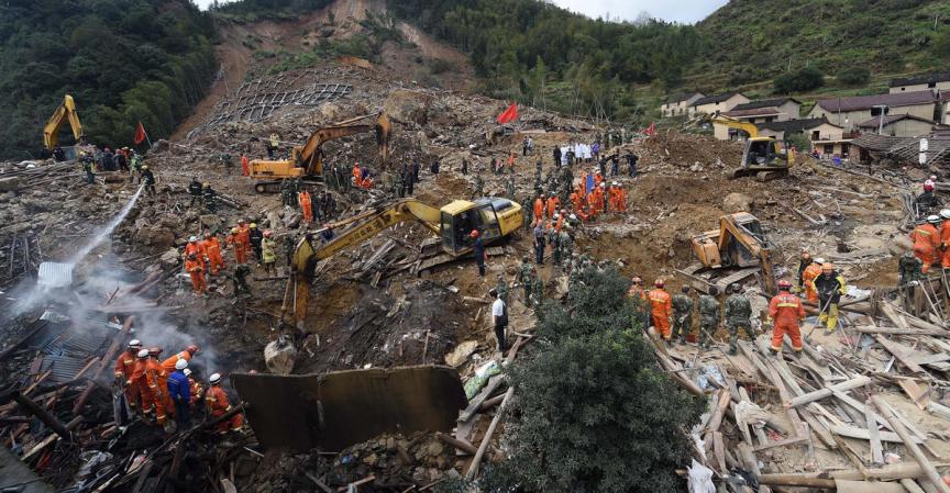 中国浙江省麗水市　山崩れで18人が死亡、19人が行方不明